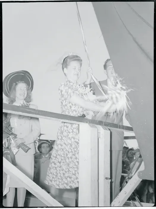 Framed Print : Bette Davis Christening the S.S. Hinton R. Helper Framed Print : Bette Davis Christening the S.S. Hinton R. Helper