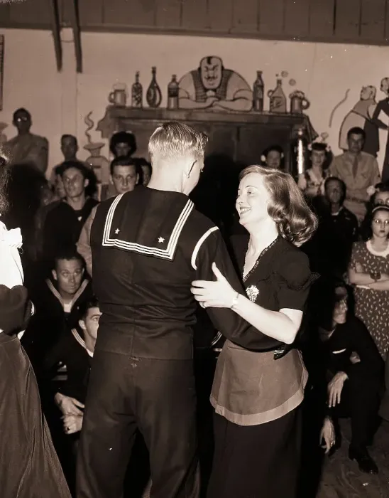 Framed Print : Bette Davis Dancing at Bar with Sailor