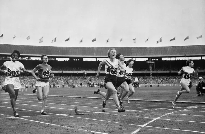 Framed Print : Betty Cuthbert Crossing the Finish Line Framed Print : Betty Cuthbert Crossing the Finish Line