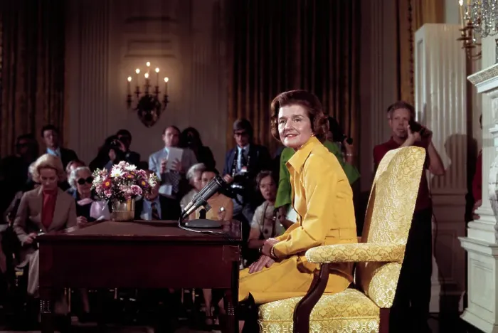 Framed Print : Betty Ford Speaking at a News Conference