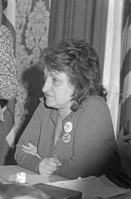 Framed Print : Betty Friedan with Her Arms Folded Framed Print : Betty Friedan with Her Arms Folded