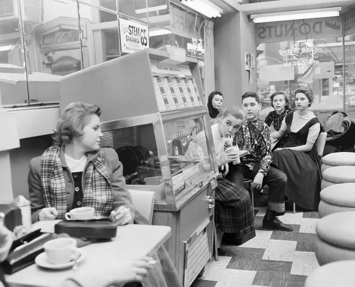 Framed Print : Betty Lou Keim with Friends in Diner Framed Print : Betty Lou Keim with Friends in Diner