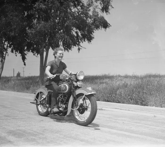 Framed Print : Beverly Roberts Riding Motorcycle Framed Print : Beverly Roberts Riding Motorcycle