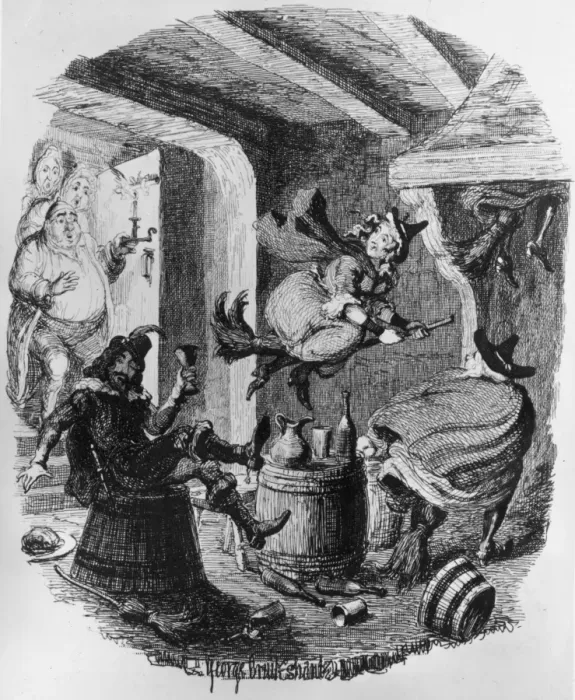 Framed Print : Bewitched. circa 1850: Grandpapas story of the witches frolic Framed Print : Bewitched. circa 1850: Grandpapas story of the witches frolic