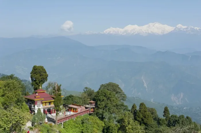 Framed Print : Bhutia Busty Gompa, Buddhist monastery, snow-covered Mt Kangchenjunga at the back, Darjeeling, Western Himalayas, West Bengal, India Framed Print : Bhutia Busty Gompa, Buddhist monastery, snow-covered Mt Kangchenjunga at the back, Darjeeling, Western Himalayas, West Bengal, India