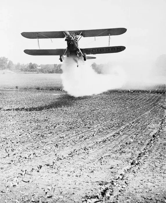 Framed Print : Bi-Plane Dusting Field with Pesticides Framed Print : Bi-Plane Dusting Field with Pesticides