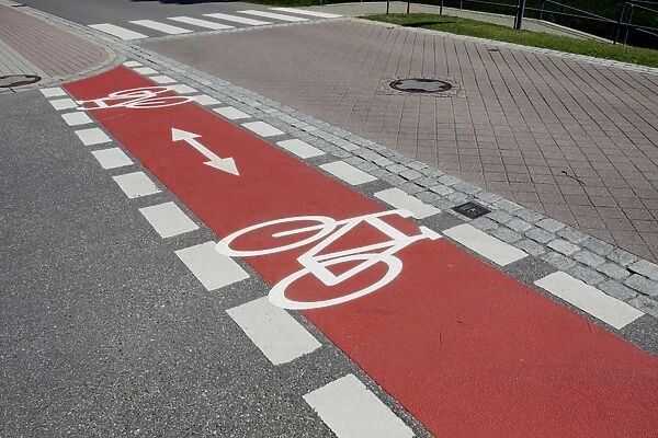 Bicycle path marked with red