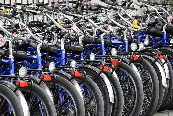 Bicycles, bicycle rental facility, Alexanderplatz square, Berlin, Germany