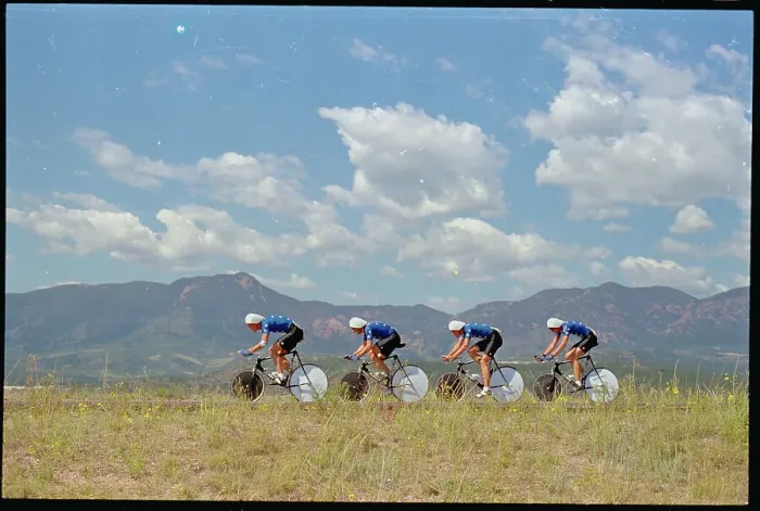 Framed Print : Bicyclists Competing on Highway Framed Print : Bicyclists Competing on Highway
