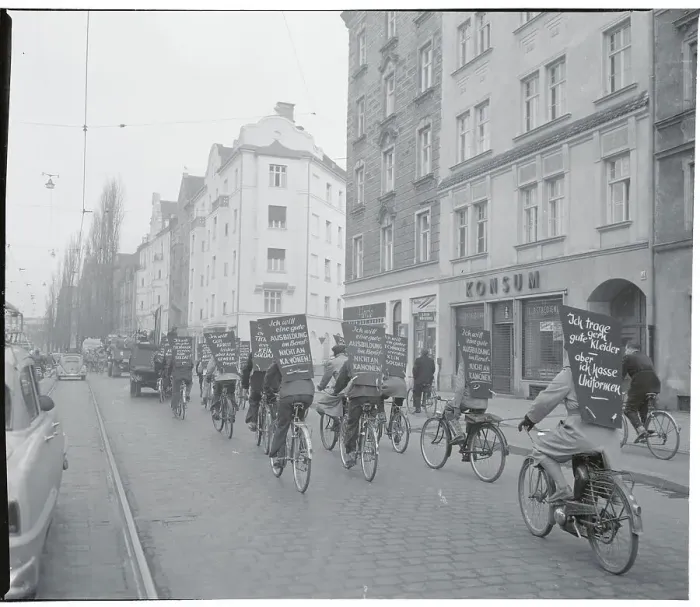 Framed Print : Bicyclists Riding through Munich Framed Print : Bicyclists Riding through Munich