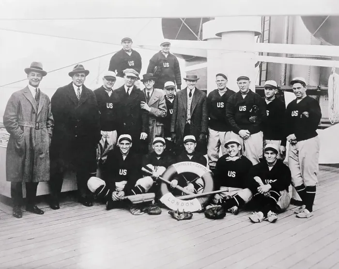 Framed Print : Big Baseball Leaguers Returning on Ship from Oriental Tour Framed Print : Big Baseball Leaguers Returning on Ship from Oriental Tour