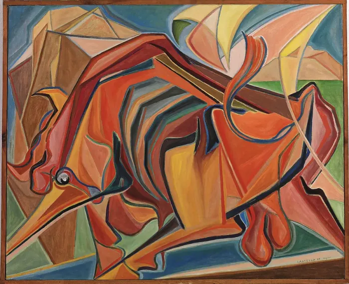 Framed Print : Big Bull, by Raffaele Castello, 1948, 20th Century, cm 73 x 60 Framed Print : Big Bull, by Raffaele Castello, 1948, 20th Century, cm 73 x 60