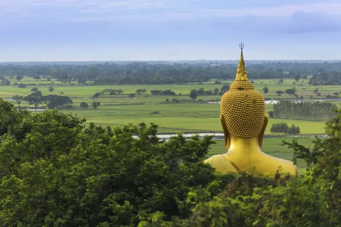 Framed Print : Big golden buddha statue in Chainat Framed Print : Big golden buddha statue in Chainat