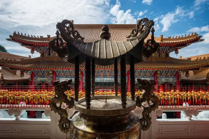 Framed Print : A big incense burner of Wenwu temple