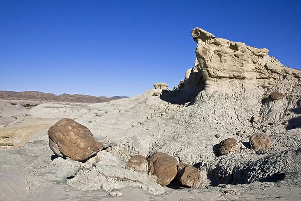 Big round stones at National Park Parque Provincial Ischigualasto, Central Andes, Argentina, South America