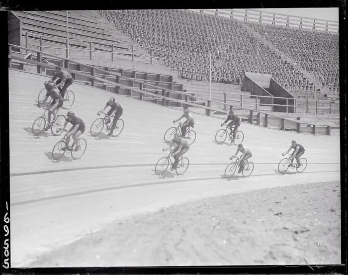 Framed Print : Bike Riders Training at New York Velodrome Framed Print : Bike Riders Training at New York Velodrome