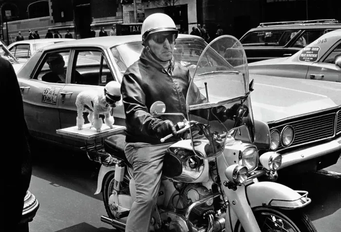 Framed Print : Biker Dog. A biker with his canine friend, New York City, US, 27th June 1968 Framed Print : Biker Dog. A biker with his canine friend, New York City, US, 27th June 1968