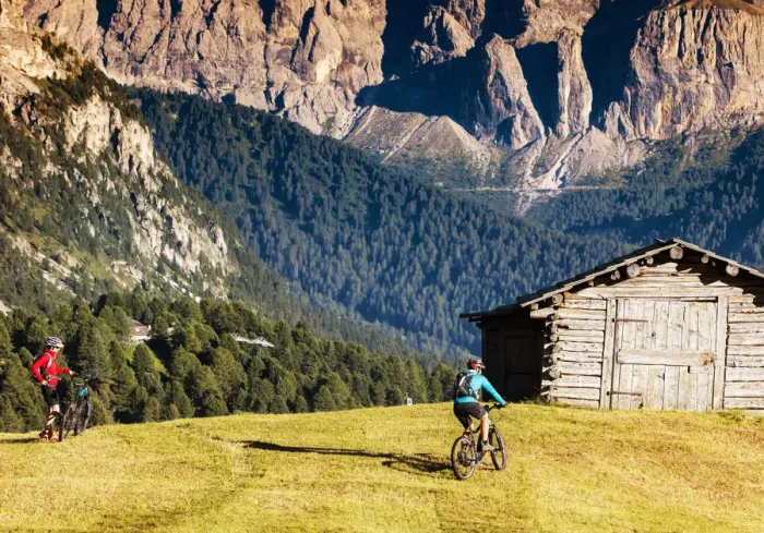 Framed Print : Two bikers on Seceda mountain Framed Print : Two bikers on Seceda mountain