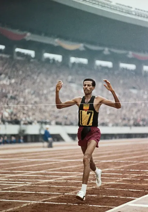 Framed Print : Bikila Abebe Winning Second Olympic Marathon