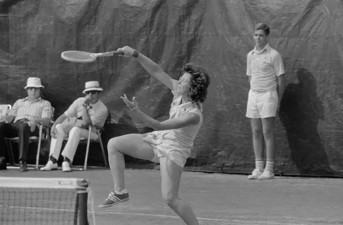 Framed Print : Billie Jean King with Arms and Legs in Motion During Match Framed Print : Billie Jean King with Arms and Legs in Motion During Match