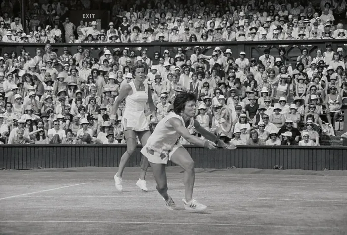 Framed Print : Billie Jean King and Betty Stove in Duo Tennis Action Framed Print : Billie Jean King and Betty Stove in Duo Tennis Action