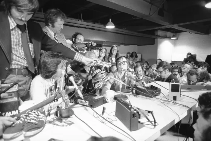 Framed Print : Billie Jean King and Bobby Riggs Attending Press Conference Framed Print : Billie Jean King and Bobby Riggs Attending Press Conference