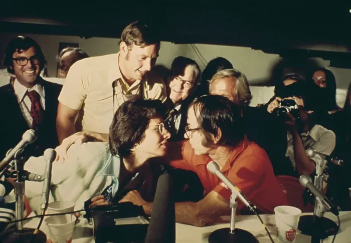 Framed Print : Billie Jean King And Bobby Riggs At Press Conference Framed Print : Billie Jean King And Bobby Riggs At Press Conference