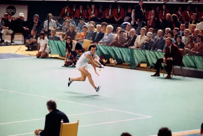 Framed Print : Billie Jean King in Game Against Bobby Riggs Framed Print : Billie Jean King in Game Against Bobby Riggs