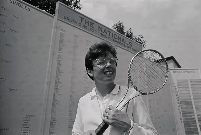 Framed Print : Billie Jean King Holding Tennis Racket Framed Print : Billie Jean King Holding Tennis Racket
