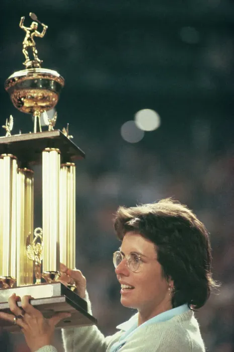 Framed Print : Billie Jean King Holding Her Trophy Framed Print : Billie Jean King Holding Her Trophy