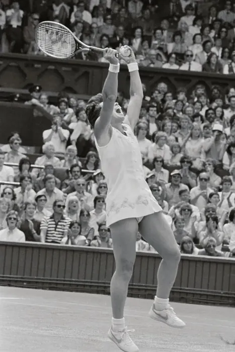 Framed Print : Billie Jean King Raising Her Arms in Victory After Tennis Match Framed Print : Billie Jean King Raising Her Arms in Victory After Tennis Match