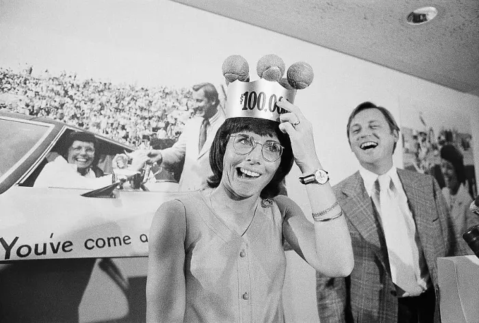 Framed Print : Billie Jean King Wearing a Tennis Crown Framed Print : Billie Jean King Wearing a Tennis Crown