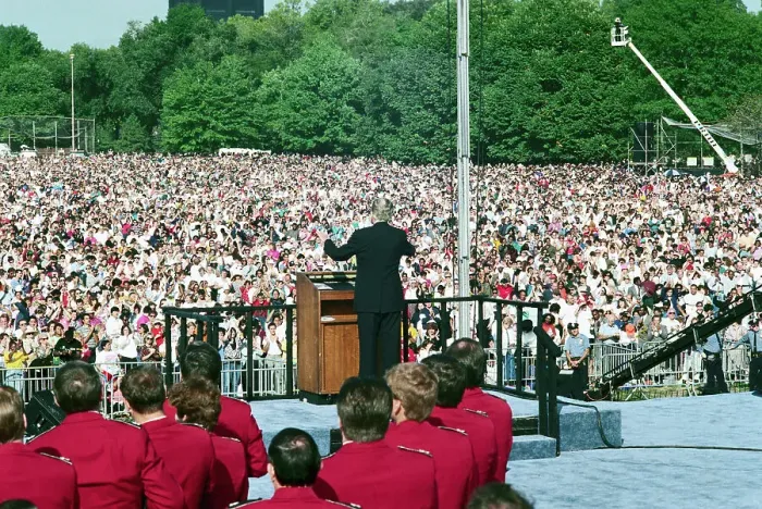 Framed Print : Billy Graham Greeting Crowd in Central Park Framed Print : Billy Graham Greeting Crowd in Central Park