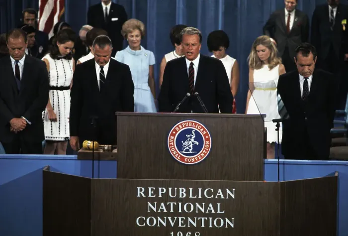 Framed Print : Billy Graham Praying at Republican National Convention Framed Print : Billy Graham Praying at Republican National Convention