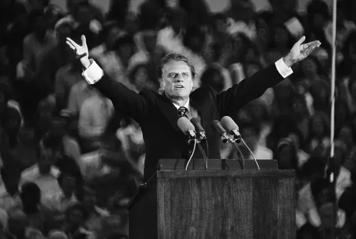 Framed Print : Billy Graham Preaching to Crowd