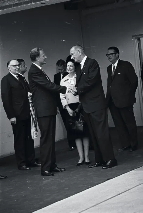 Framed Print : Billy Graham Saying Goodbye to Lyndon Johnson Framed Print : Billy Graham Saying Goodbye to Lyndon Johnson