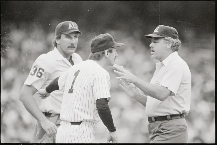 Framed Print : Billy Martin Arguing with Tim McClelland About George Brett Framed Print : Billy Martin Arguing with Tim McClelland About George Brett