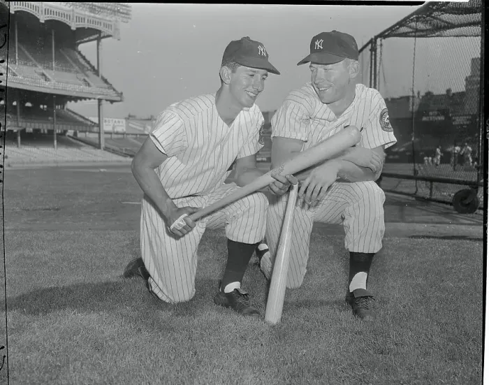 Framed Print : Billy Martin and Mickey Mantle with Baseball Bats Framed Print : Billy Martin and Mickey Mantle with Baseball Bats
