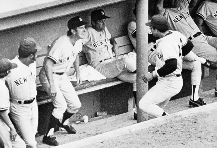 Framed Print : Billy Martin and Reggie Jackson Argue in the Dugout Framed Print : Billy Martin and Reggie Jackson Argue in the Dugout
