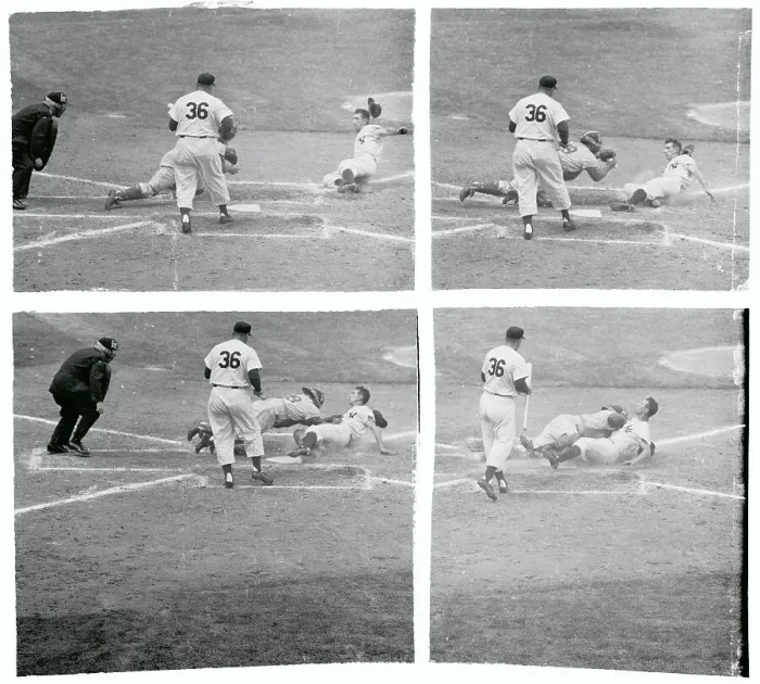 Framed Print : Billy Martin Sliding into Home Plate