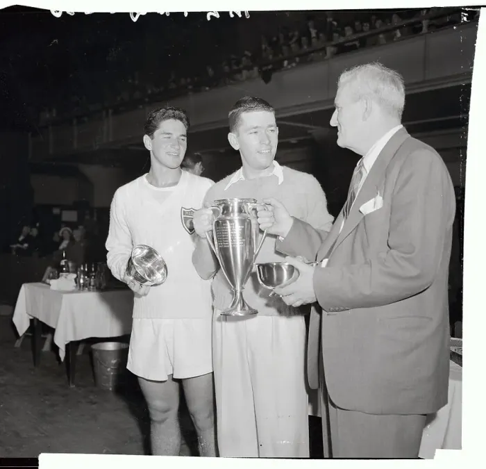 Framed Print : Billy Talbert Receiving Winners Trophy