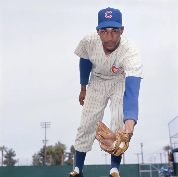 Framed Print : Billy Williams Holding Baseball in His Glove Framed Print : Billy Williams Holding Baseball in His Glove