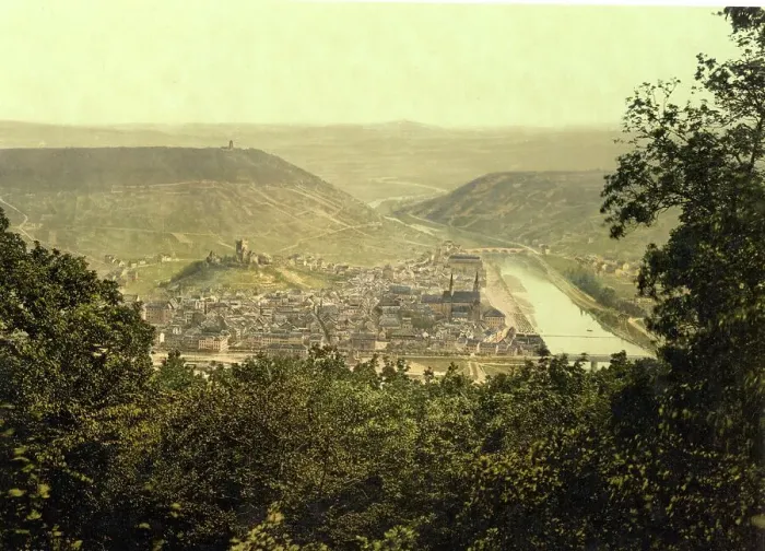 Framed Print : Bingen and the Rhine seen from the Niederwald, Rhineland-Palatinate, c. 1890, Germany, Historic, digitally restored reproduction from a 19th century original Framed Print : Bingen and the Rhine seen from the Niederwald, Rhineland-Palatinate, c. 1890, Germany, Historic, digitally restored reproduction from a 19th century original