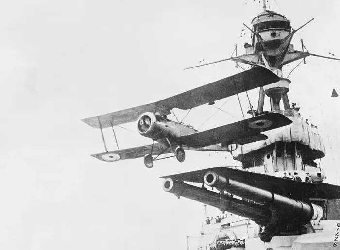 Framed Print : Biplane Taking off from Aircraft Carrier Framed Print : Biplane Taking off from Aircraft Carrier
