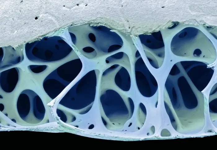 Framed Print : Bird bone tissue, SEM Framed Print : Bird bone tissue, SEM