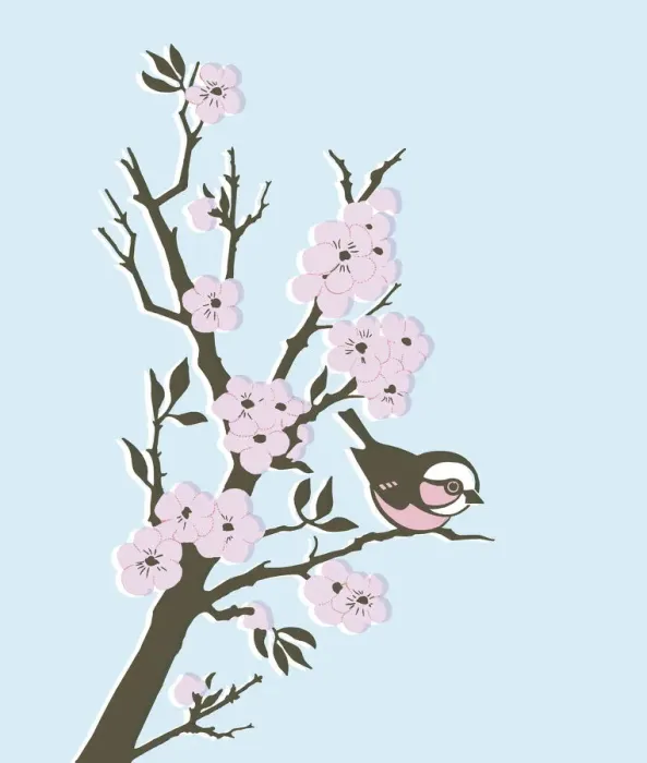 Framed Print : Bird in Cherry Tree