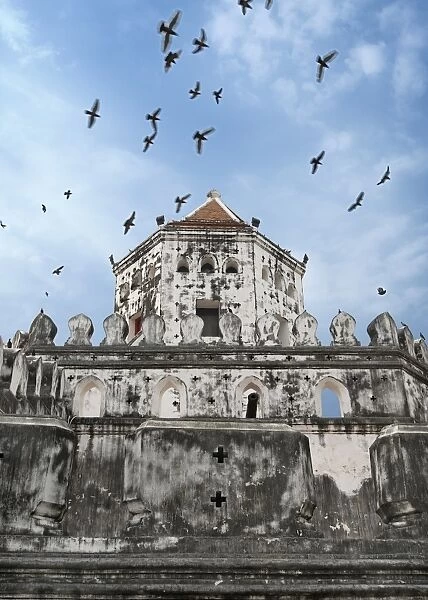 Birds flying over Phra Sumen Fort