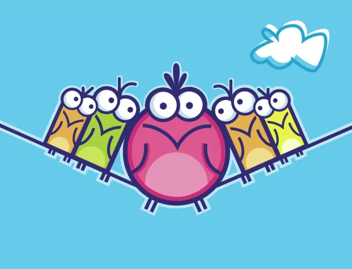 Framed Print : Birds on Wire Illustration Framed Print : Birds on Wire Illustration