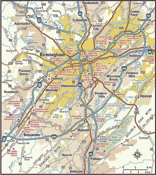 Birmingham, Alabama area map