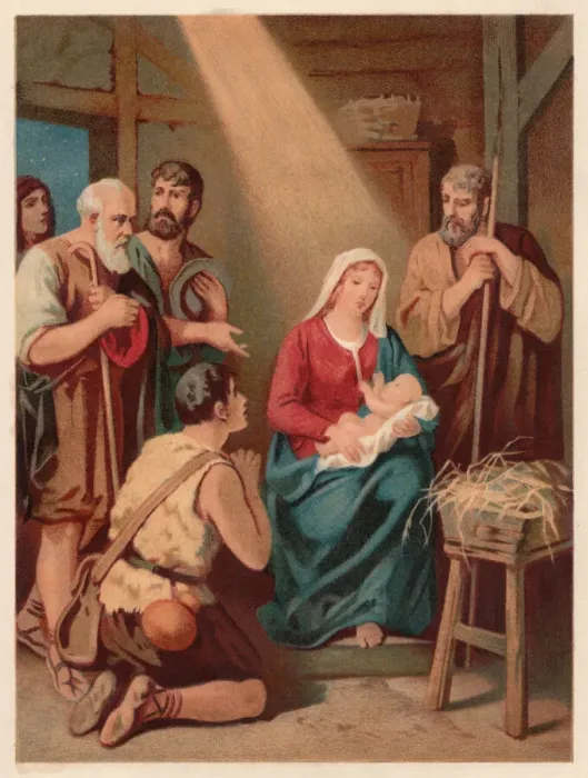 Framed Print : The Birth of Christ, chromolithograph, published in 1886 Framed Print : The Birth of Christ, chromolithograph, published in 1886